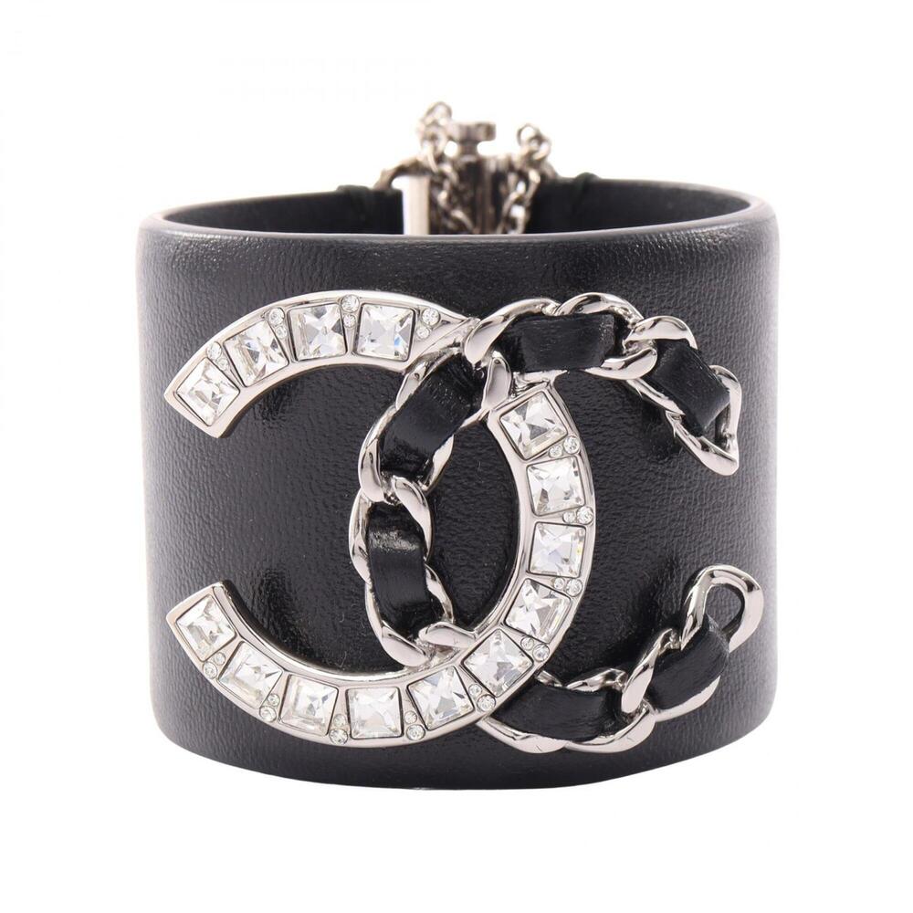 Chanel Coco Mark B18K Bangle Accessory - Leather, Metal, Rhinestone Women's B...